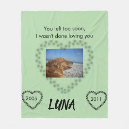 Lymphom Bewusstsein Paw Print Heart Fleecedecke