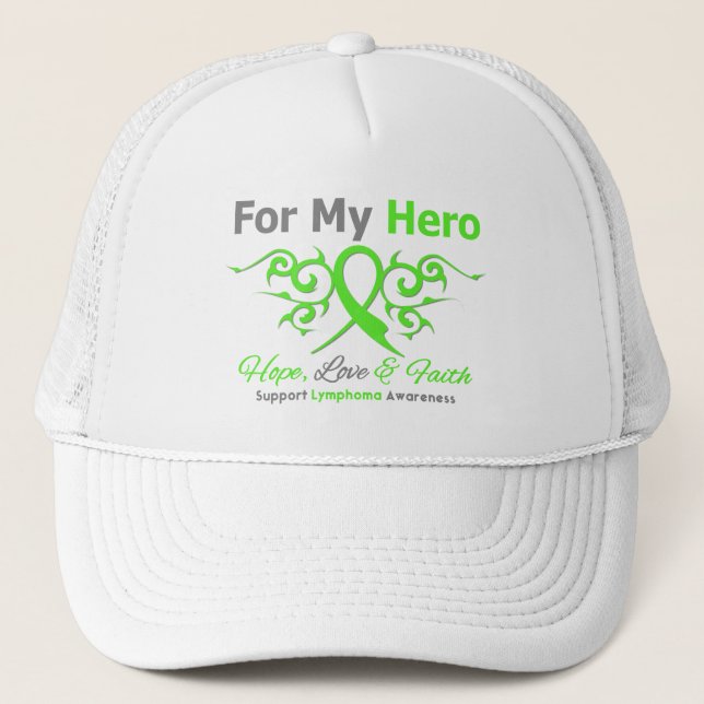 Lymphom Cancer Tribal Ribbon Hero Truckerkappe (Vorderseite)