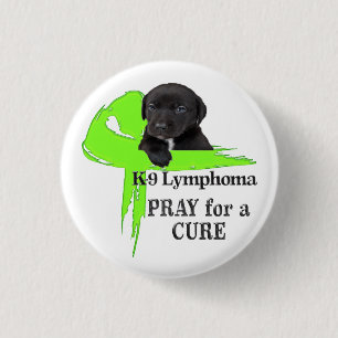 Lymphom Grünes Band Welpen-Hund-Design Button