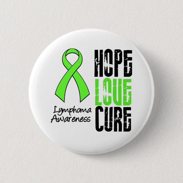 Lymphom Hope Liebe Cure Ribbon Button (Vorderseite)