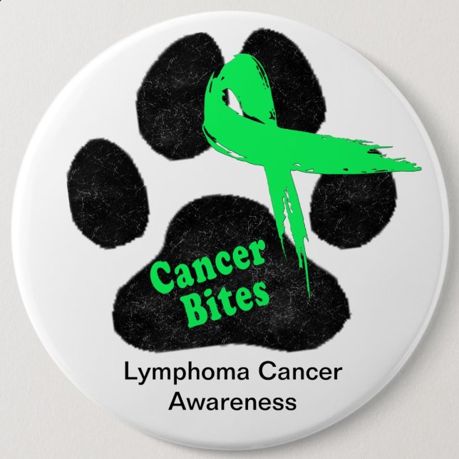 Lymphom-Krebs bei Hunden - Warnschaltfläche Button (lymphoma cancer paw print green and black awareness button)