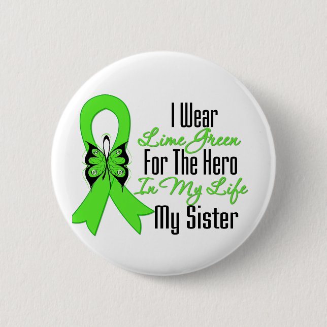 Lymphom Krebs Ribbon Mein Held meine Schwester Button (Vorderseite)
