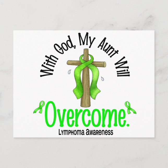 Lymphom mit Gott meine Tante wird überwinden Postkarte (Vorderseite)