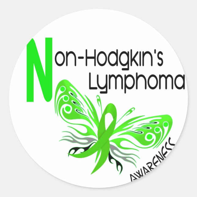 Lymphom Non-Hodgkins BUTTERFLY 3.1 Runder Aufkleber (Vorderseite)