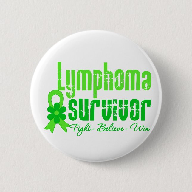 Lymphom Survivor Blume Ribbon Button (Vorderseite)