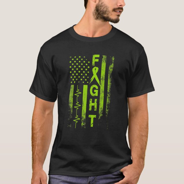 Lymphoma Cancer Awareness Fight American Flag Gesc T-Shirt (Vorderseite)