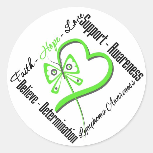 Lymphoma Faith Hope Liebe Butterfly Runder Aufkleber (Vorderseite)