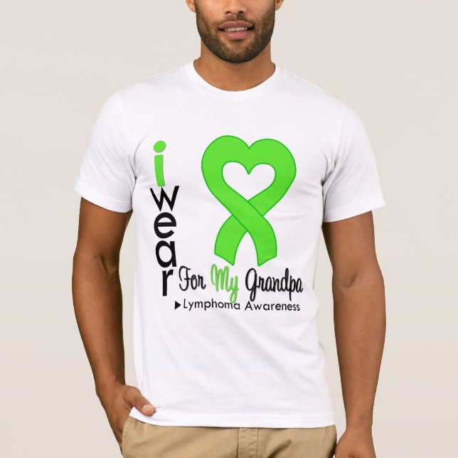Lymphoma Lime Green Heart Support Opa T-Shirt (Vorderseite)