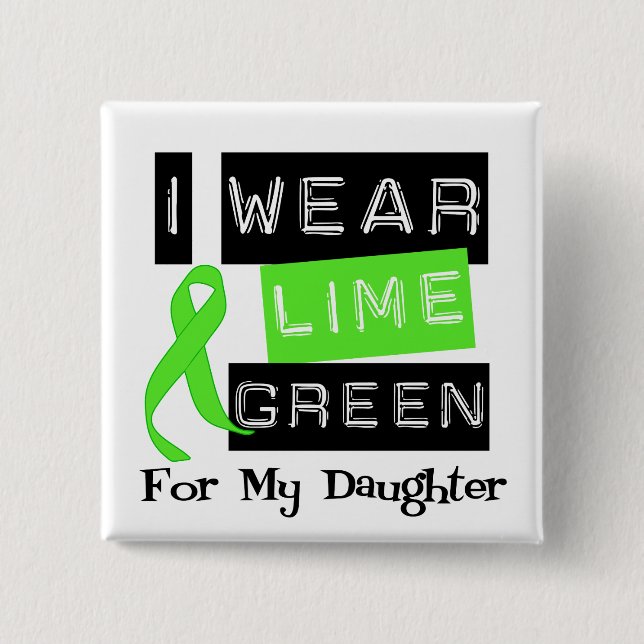 Lymphoma Lime Green Ribbon Daughter Button (Vorderseite)