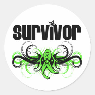 Lymphoma Survivor Grunge Winged Emblem Runder Aufkleber