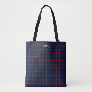 Lynch Clan Tartan Navy Kariertes Monogramm