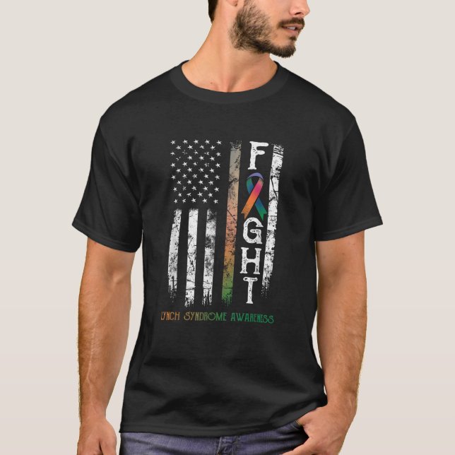Lynch Syndrom Warrior US Flag T-Shirt (Vorderseite)