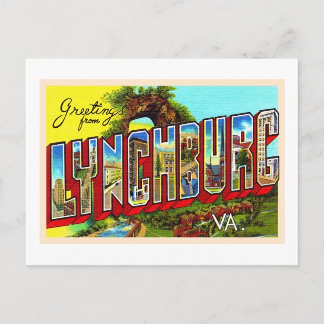 Lynchburg Virginia Vintag Großbuchstabe Postkarte (Vorderseite)
