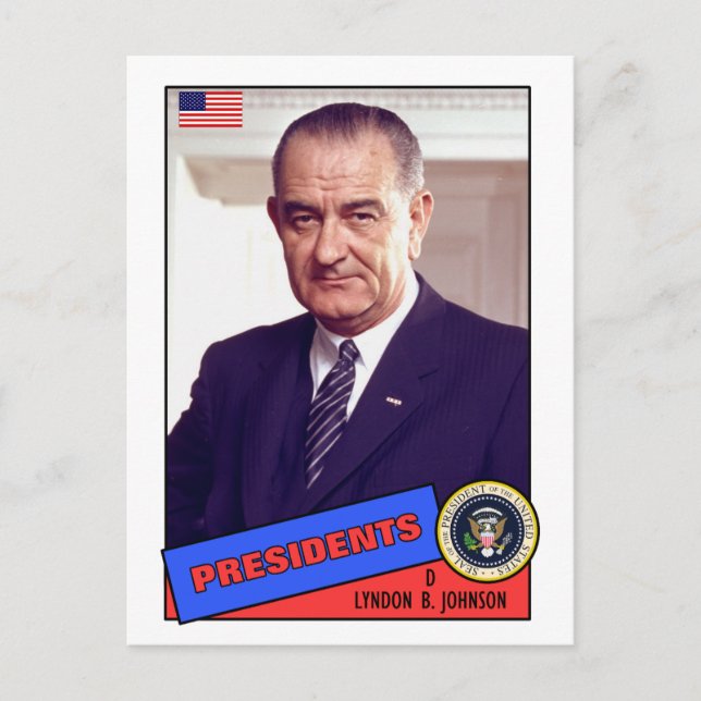 Lyndon B. Johnson Baseball Card Postkarte (Vorderseite)