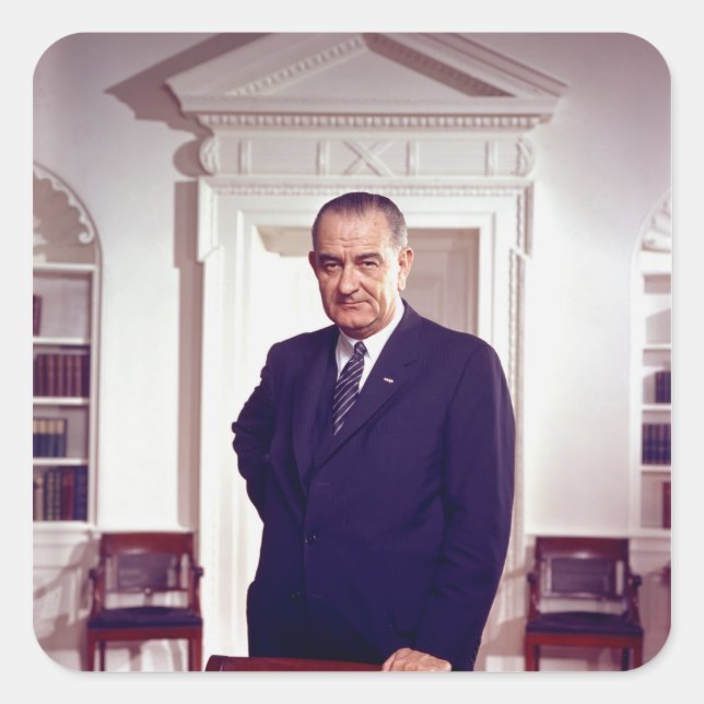 Lyndon B Quadratischer Aufkleber (Vorderseite)
