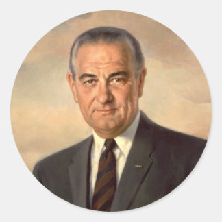 Lyndon Johnson Offiziell Portrait Runder Aufkleber