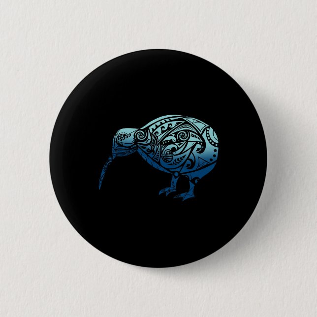 Lynesia Maori Kiwi Bird Ocean Blue New Zealand  Button (Vorderseite)