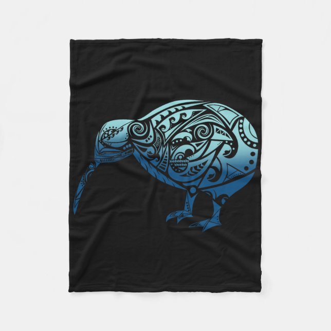 Lynesia Maori Kiwi Bird Ocean Blue New Zealand  Fleecedecke (Vorderseite)