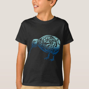 Lynesia Maori Kiwi Vogel Ozean Blau Neuseeland T-Shirt