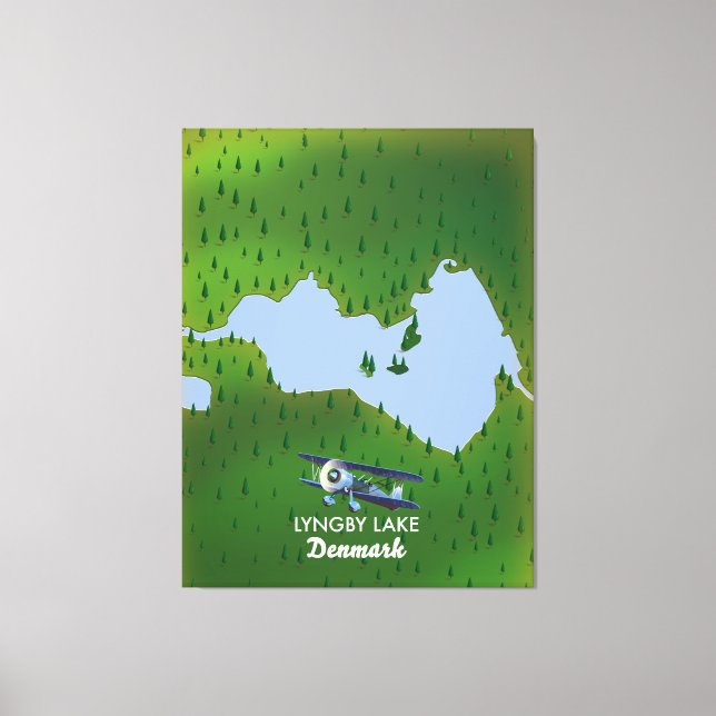 Lyngby Lake Denmark Karte Leinwanddruck (Vorderseite)