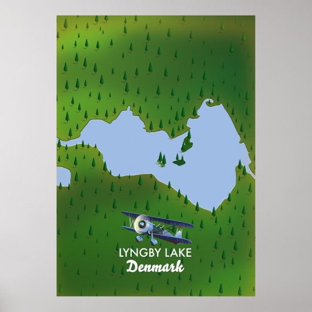 Lyngby Lake Denmark Karte Poster (Vorne)