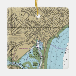 Lynn MA Nautical Chart Keramikornament
