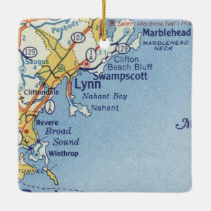 Lynn MA Vintage Karte Keramikornament