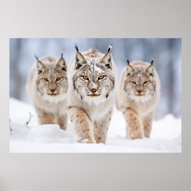 Lynx Animal Family Wandering Nature Poster (Vorne)
