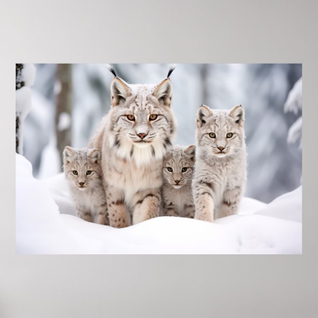 Lynx Animal Family Wandering Nature Poster (Vorne)