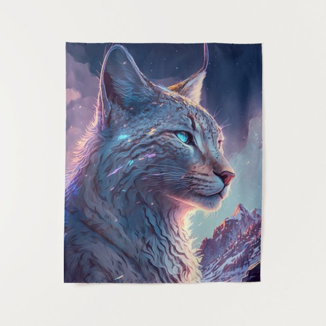 Lynx Animal Portrait Painting Wildlife Outdoor Wandteppich (Vorderseite)