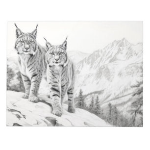 Lynx Animal Predator Wild Nature Ink Sketch Style Notizblock