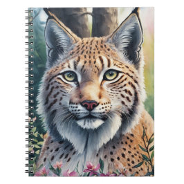 Lynx Aquarellmalerei Blumenmuster Notizblock