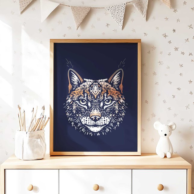 Lynx | Forest Animal Lynx Wall Print Poster (Woodland Lynx Nursery Wall Art Poster Print by TinkPrints. )