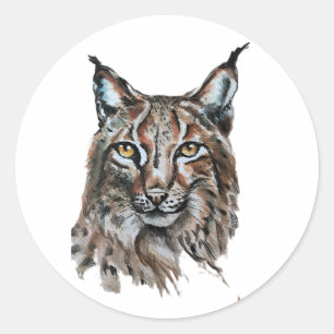Lynx - Geistier, Totem-Joga-Führer für Wasserfarbe Runder Aufkleber