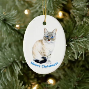 Lynx Point Siamese Cat Custom Meowy Weihnachten Keramik Ornament
