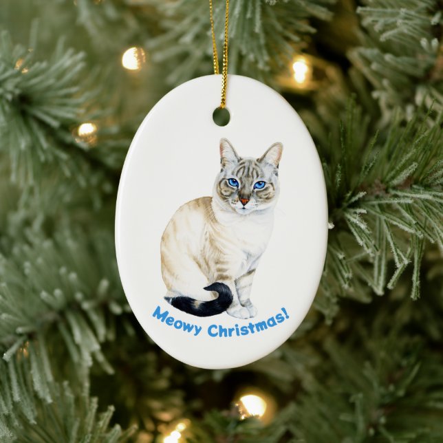 Lynx Point Siamese Cat Custom Meowy Weihnachten Keramik Ornament (Baum)