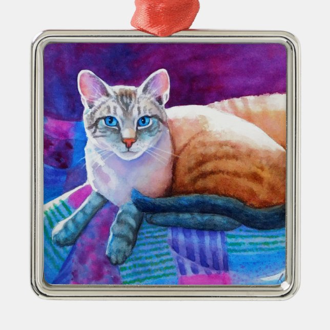 Lynx Point Siamese Cats Ornament Aus Metall (Vorne)