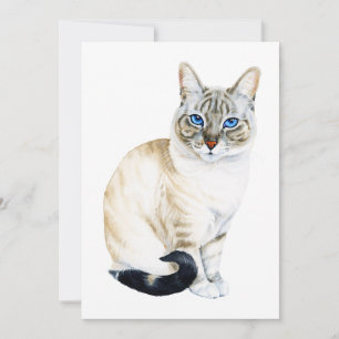 Lynx Point Siamese Katze Handgemalt Wasserfarbe