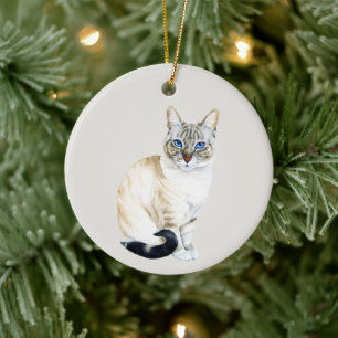 Lynx Point Siamese Katze Personalisiert Weihnachte Keramik Ornament