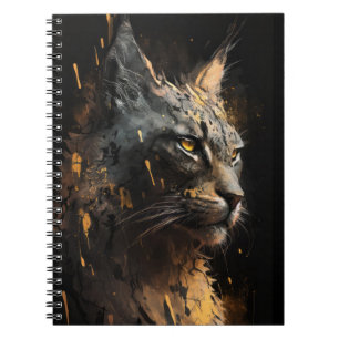 Lynx Portrait Animal Nature Dark Painting Notizblock
