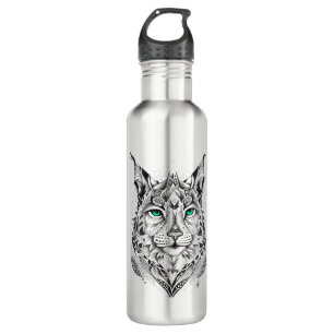 Lynx Wild Animal Nature Illustration Art Tattoo Edelstahlflasche