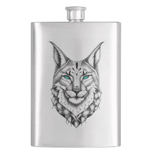 Lynx Wild Animal Nature Illustration Art Tattoo Flachmann