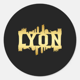 Lyon City Skyline Stadtrundgang Funny Gift Idee Runder Aufkleber