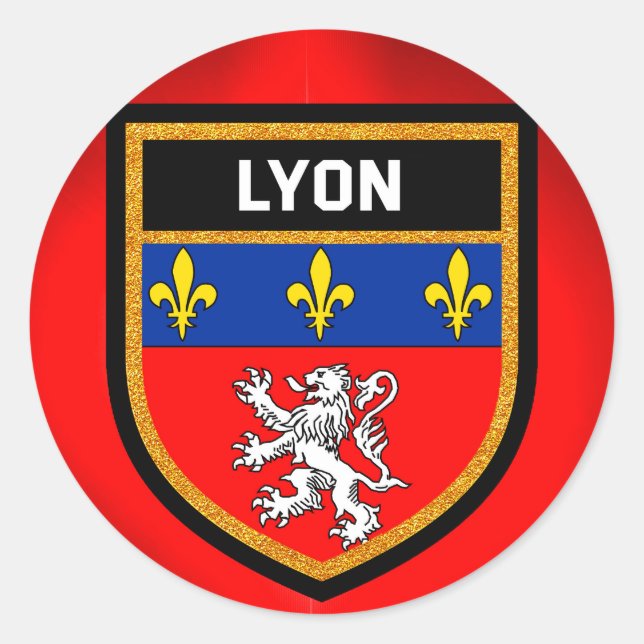 Lyon Flag Runder Aufkleber (Vorderseite)