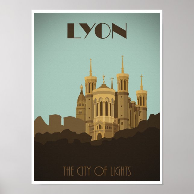Lyon Fourviere Basilica Vintage Poster (Vorne)
