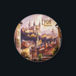 Lyon France Travel Vintage Watercolor Cityscape Magnet<br><div class="desc">Lyon France is a famous European travel destination known for the beautiful Basilica of Notre-Dame de Fourviere, narrow Old Town streets, and classic historic landmarks. This vintage watercolor cityscape captures the French city right at sunset, when the light turns the romantic sky soft purple and the old terracotta rooftops glow...</div>