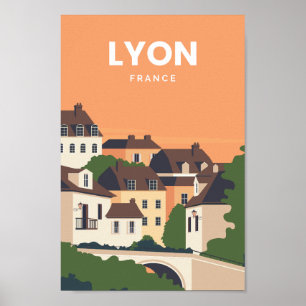 Lyon Frankreich Berühmter Reiseort Illustration Poster