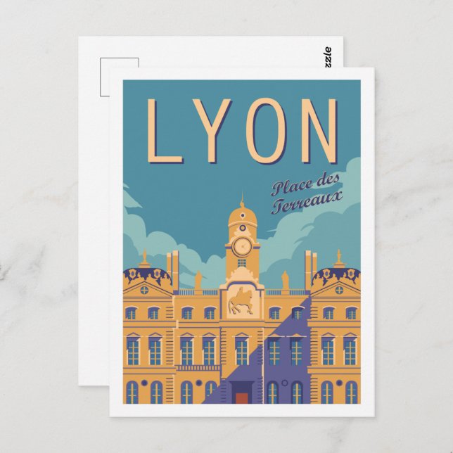 Lyon Frankreich Berühmter Reiseort Illustration Postkarte (Vorne/Hinten)