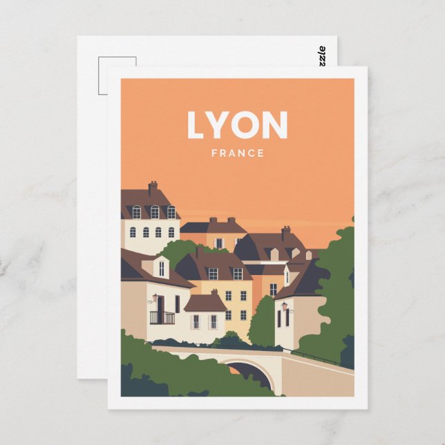 Lyon Frankreich Berühmter Reiseort Illustration Postkarte (Vorne/Hinten)