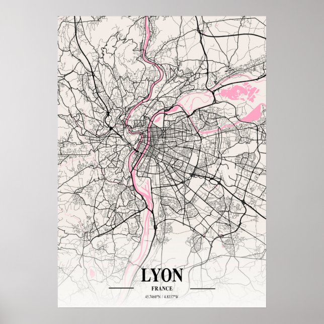 Lyon - Frankreich - Neapolitan City Map Poster (Vorne)